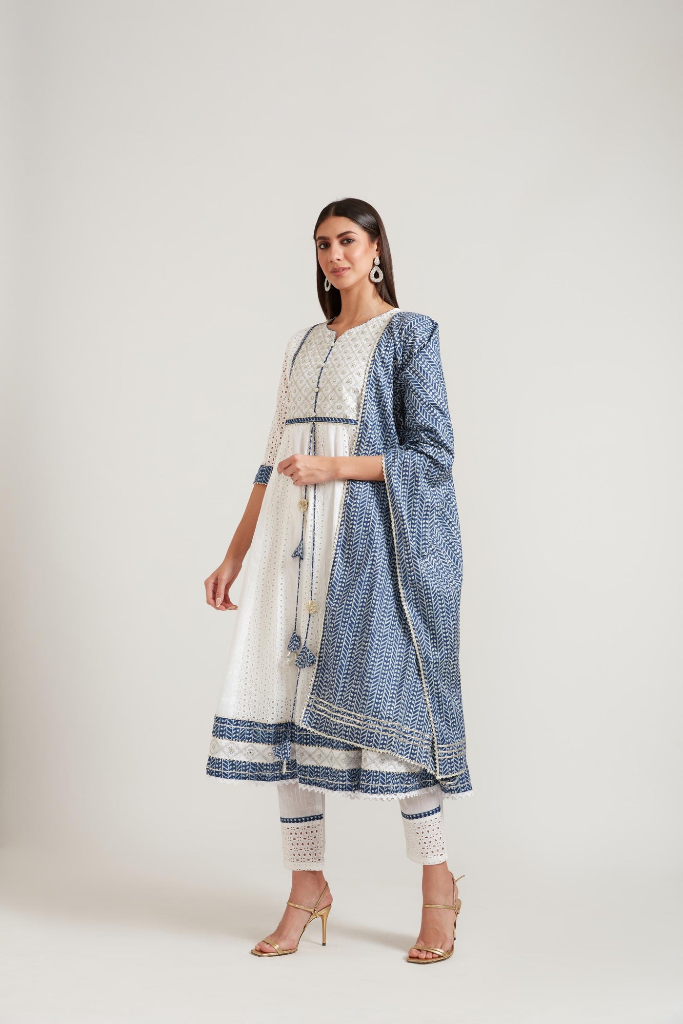 Neeru's Off White Color Cotton Fabric Suit Set