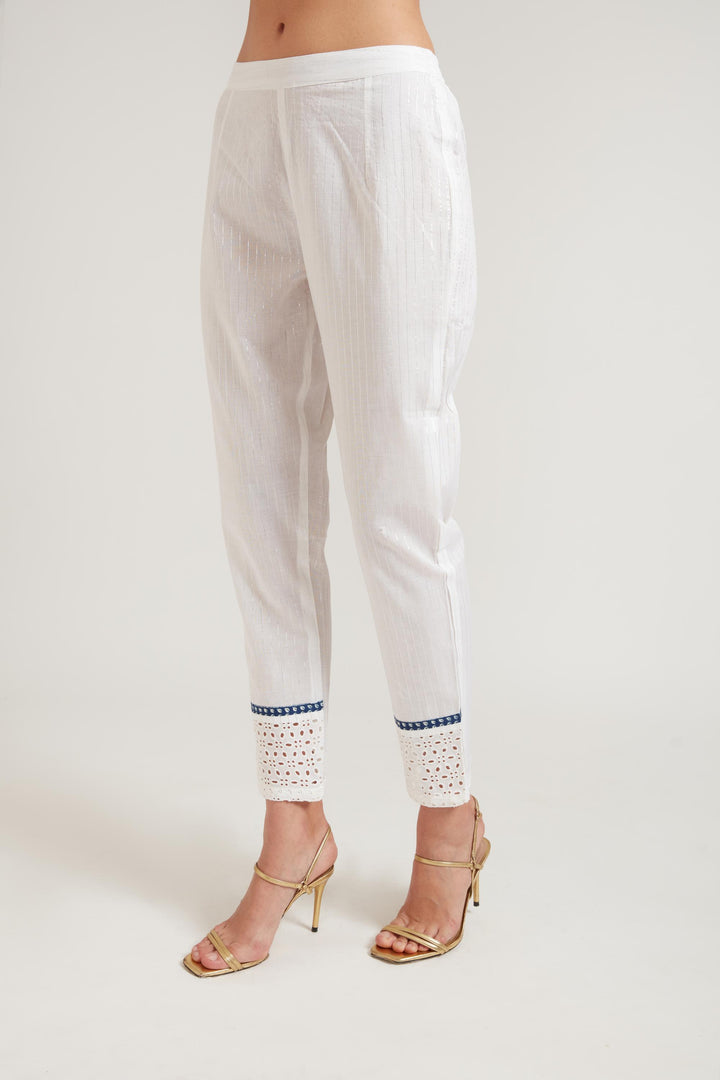 Neerus White cotton suit set - detail view 4