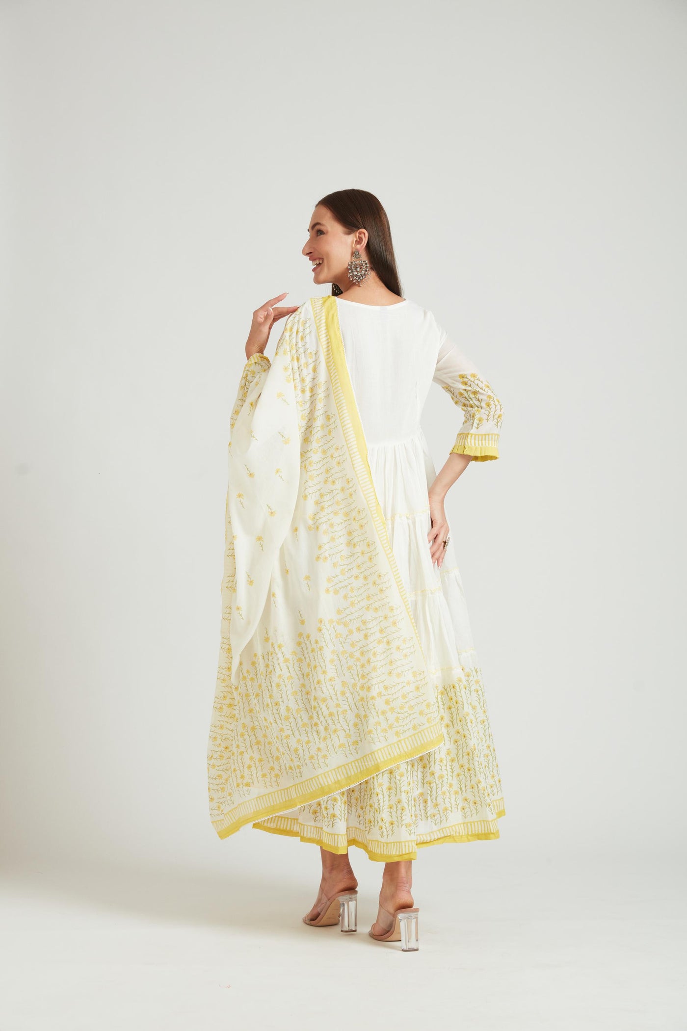 Neeru's Yellow Color Cotton Fabric Gown