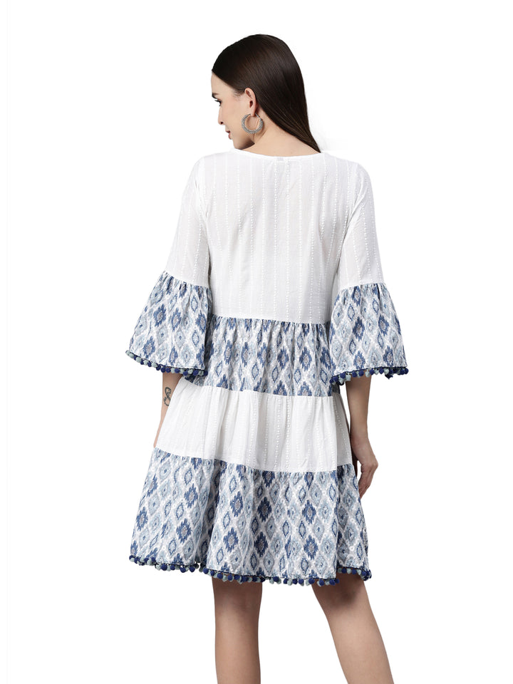 Neerus White Color Chiken Fabric Kurta