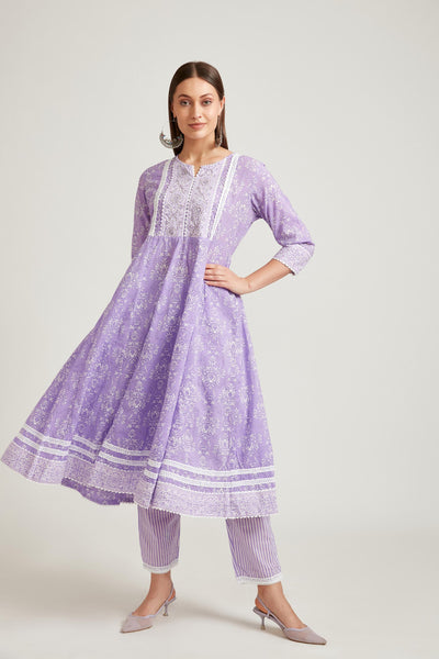 Neeru's Purple Color Cotton Fabric Salwar Kameez