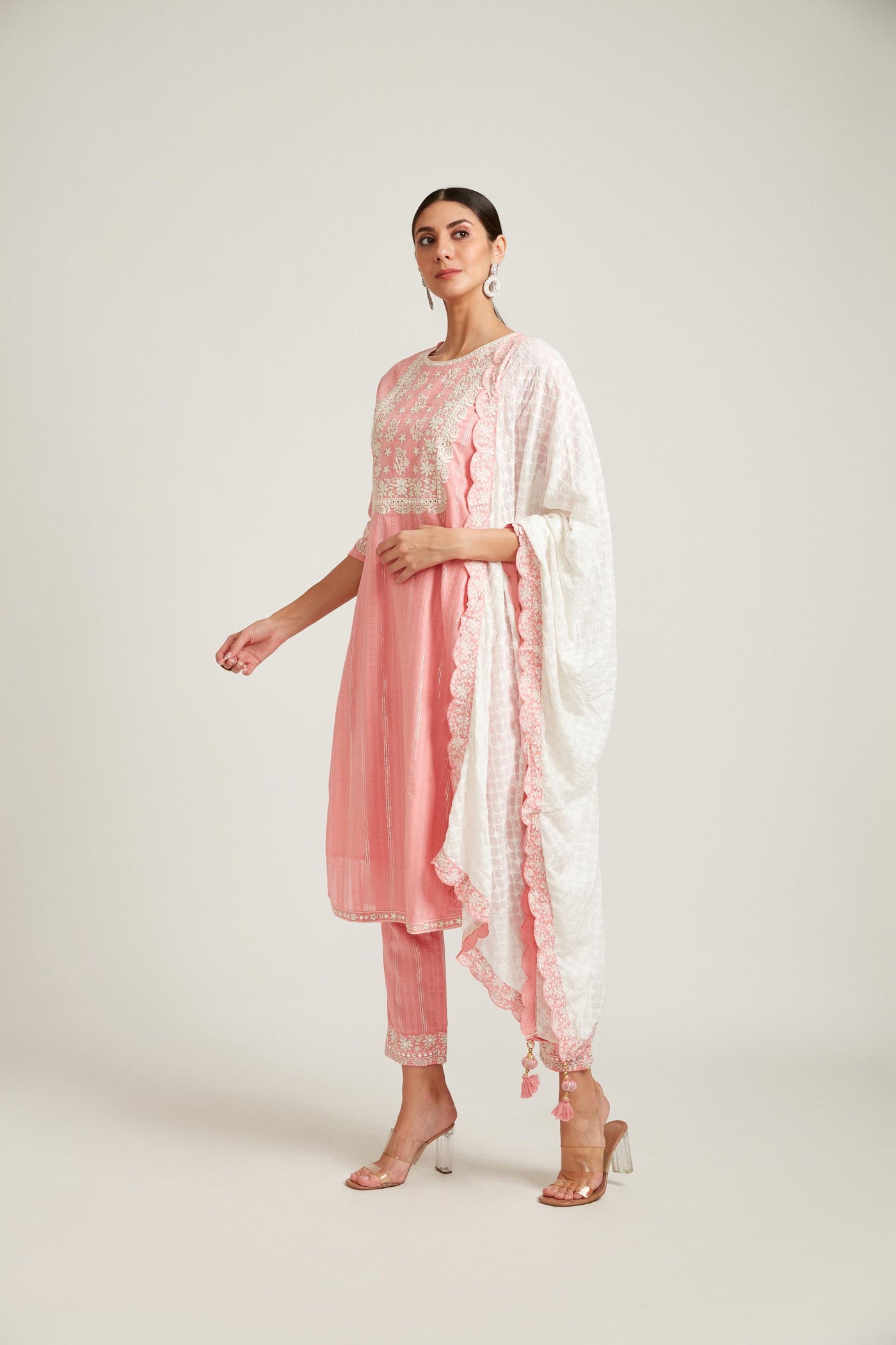 Neeru's Pink Color Cotton Fabric Kurta Set