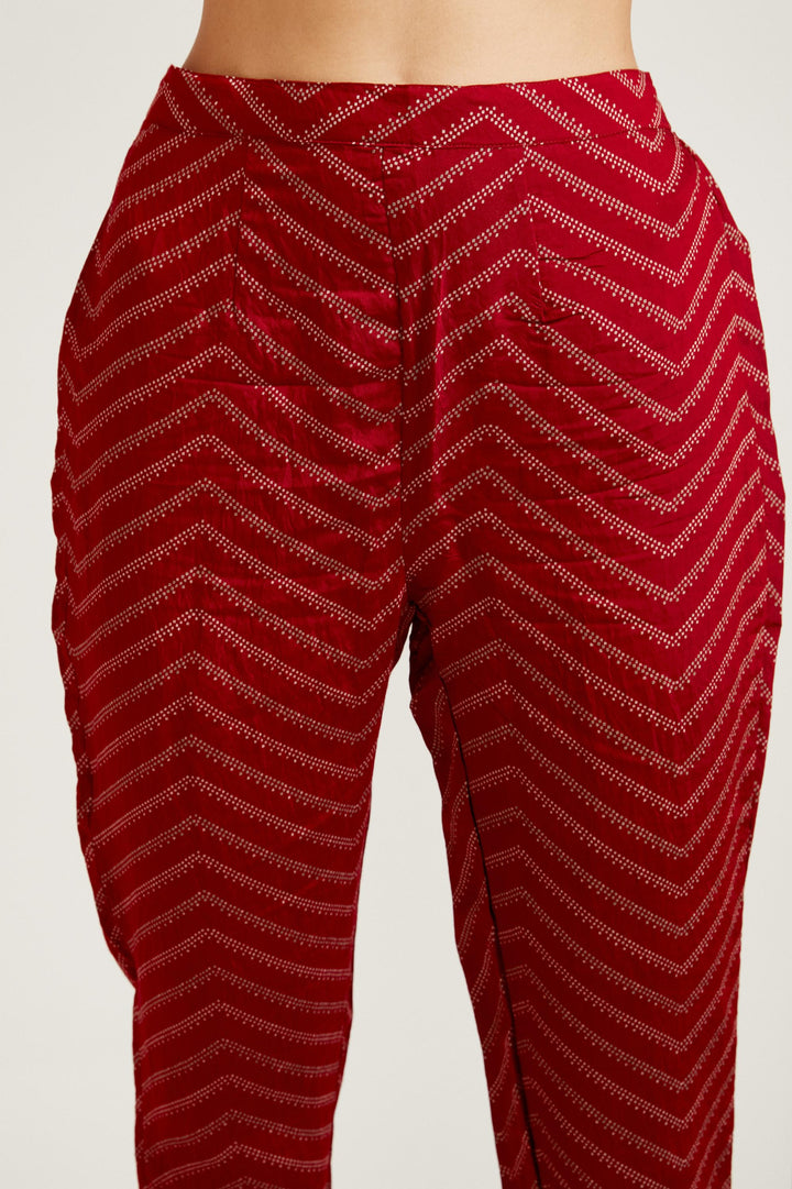 Neerus Maroon modal printed suit set - detail view 1