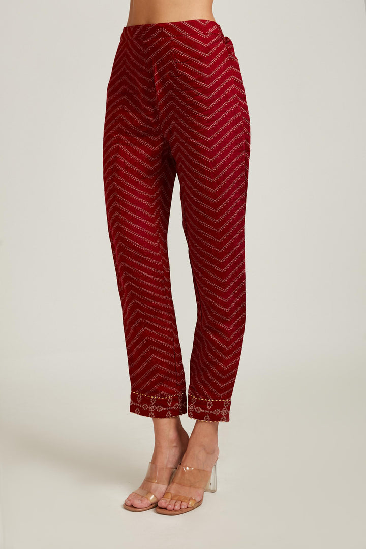 Neerus Maroon modal printed suit set - detail view 2