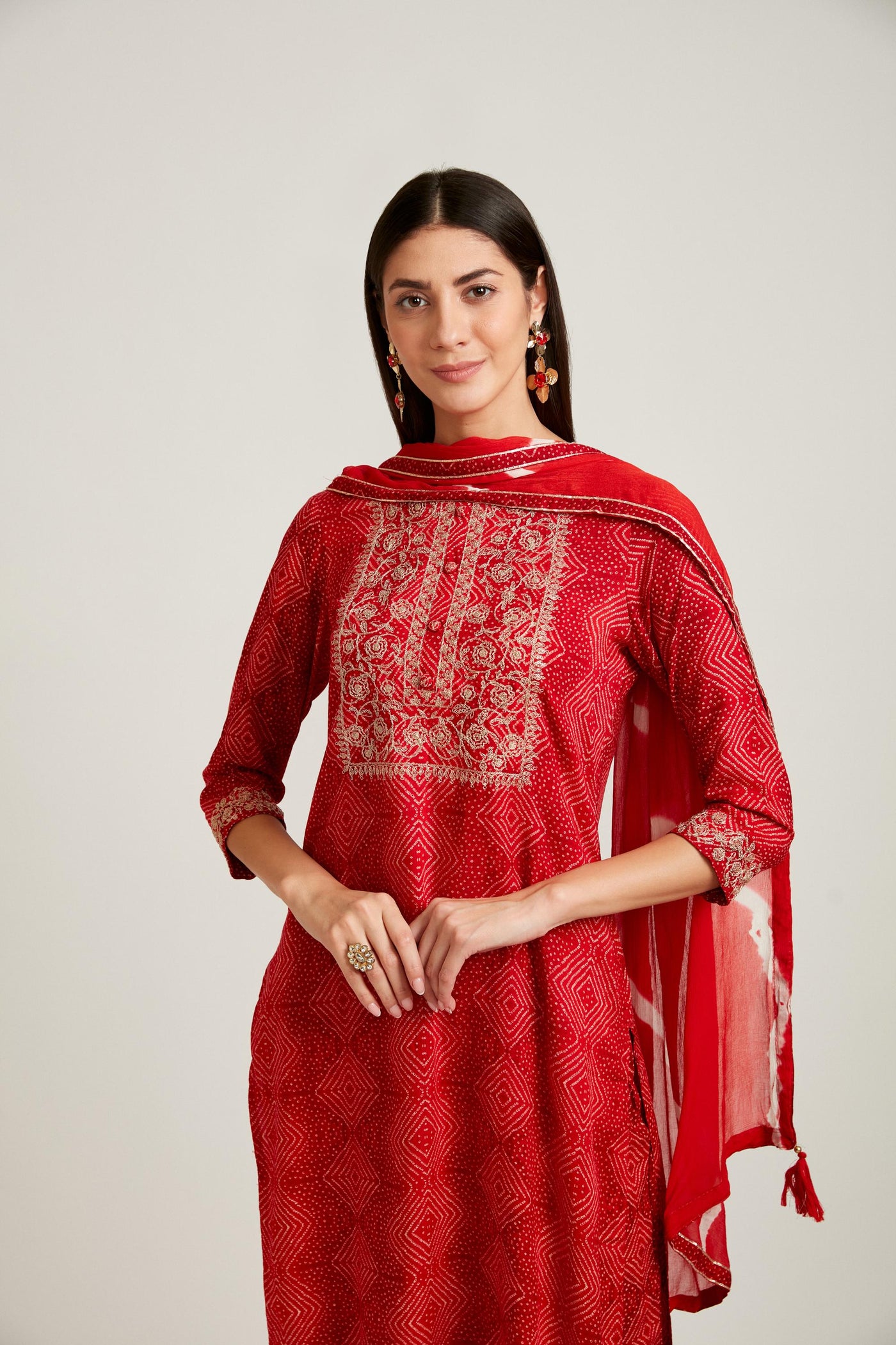 Neeru's Red Color Rayon Fabric Salwar Kameez