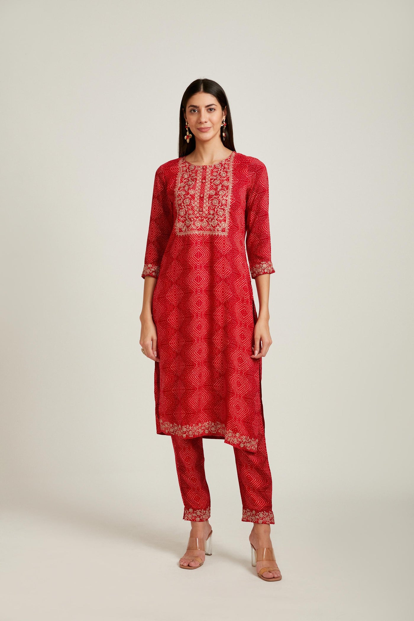 Neeru's Red Color Rayon Fabric Salwar Kameez