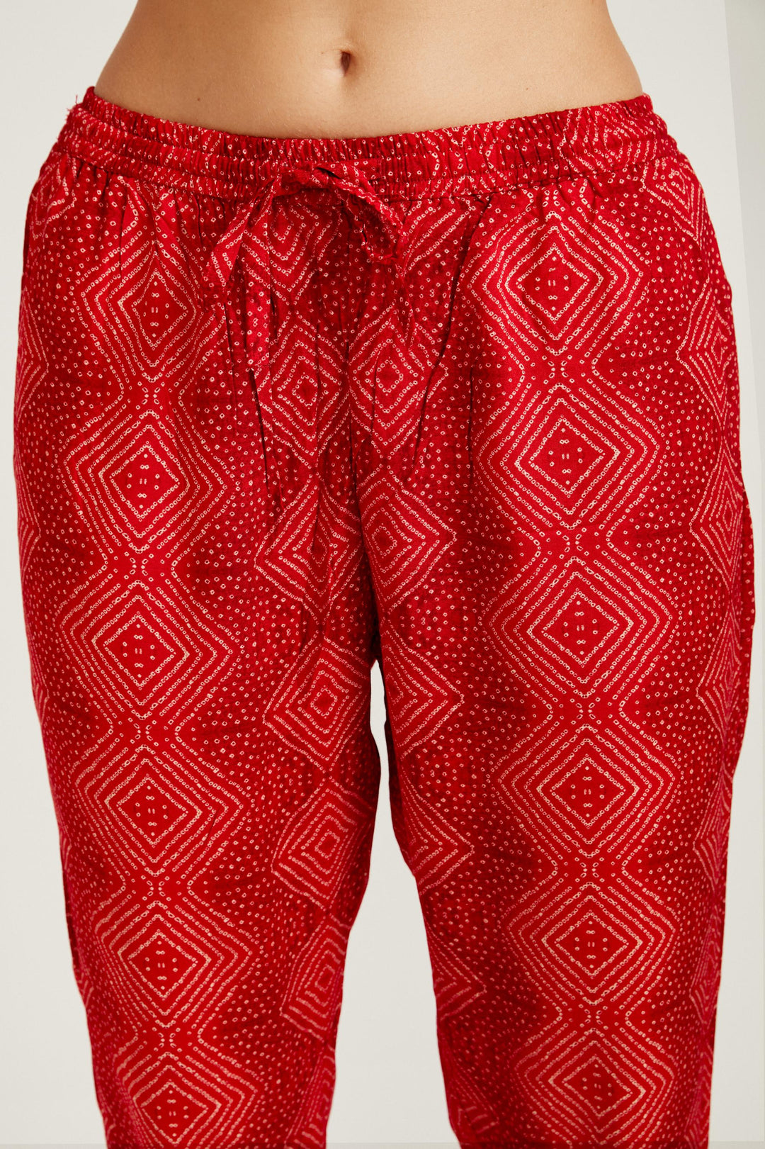 Neerus Red rayon printed kurta set salwar kameez - detail view 2