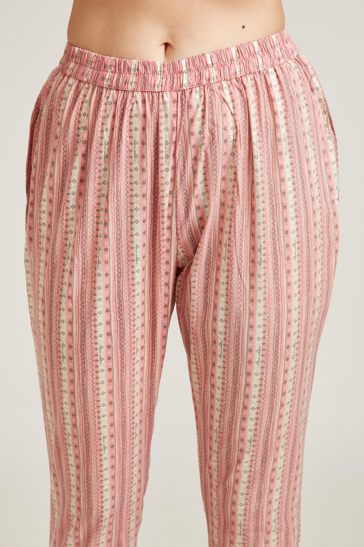 Neerus Pink Color Cotton Fabric Salwar Kameez