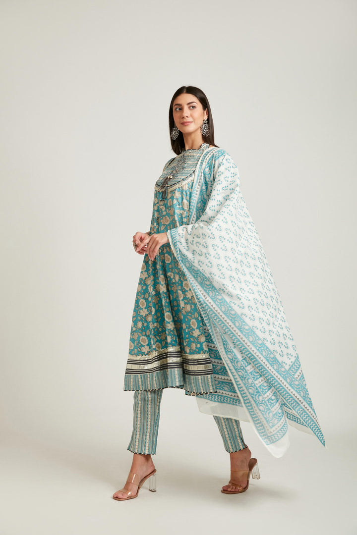 Neerus Rama Color Cotton Fabric Salwar Kameez