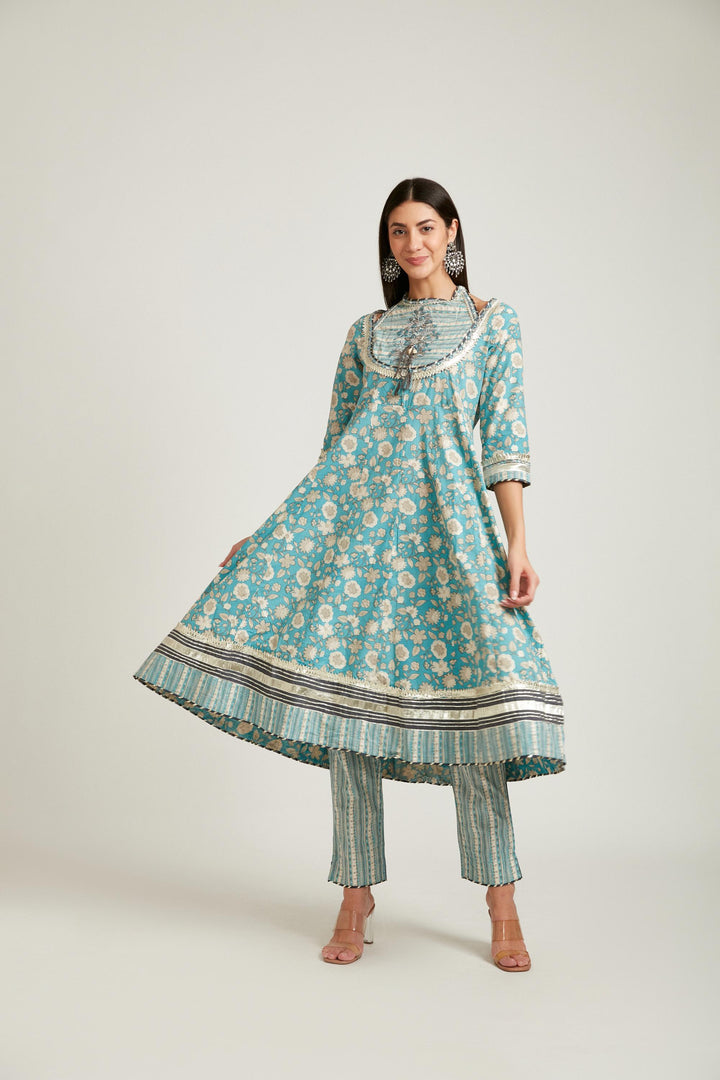 Neerus Rama Color Cotton Fabric Salwar Kameez