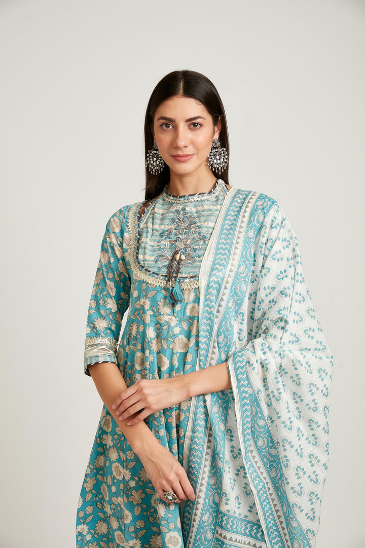 Neerus Rama Color Cotton Fabric Salwar Kameez