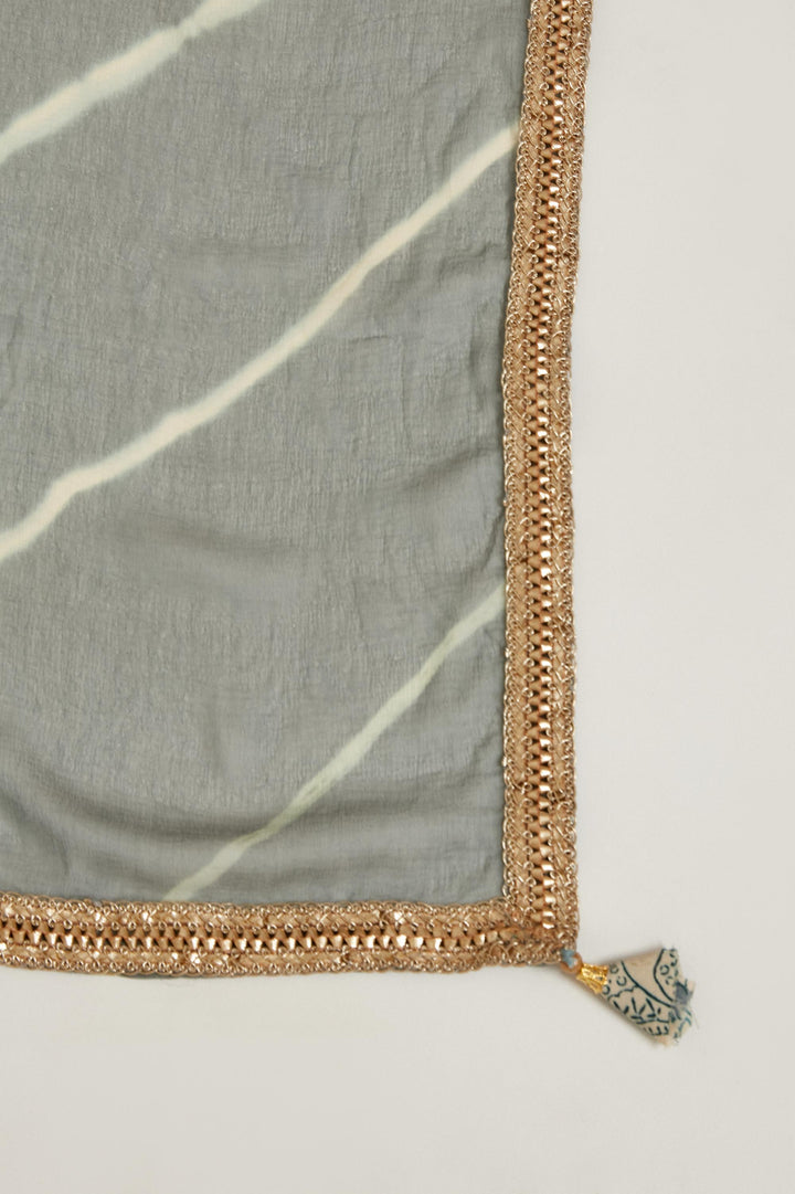 Neerus Grey muslin straight kurta set - detail view 4
