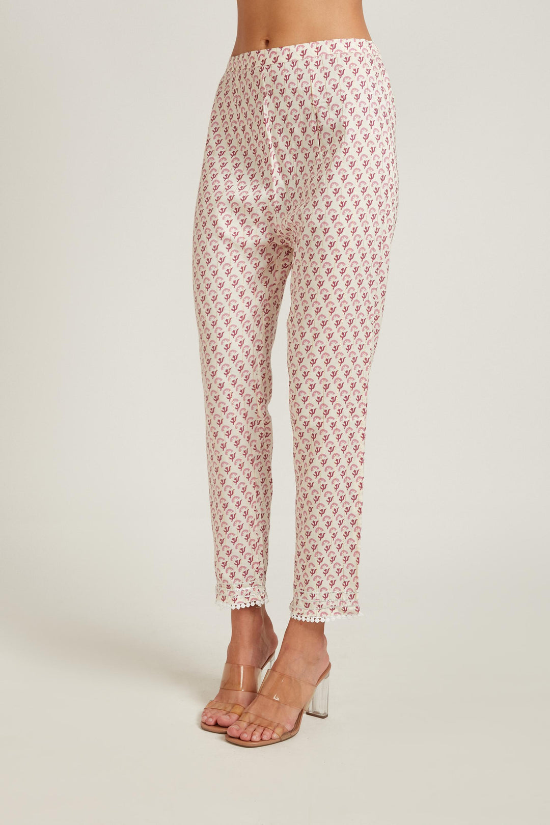 Neerus Rose Pink Color Cotton Fabric Kurta Set