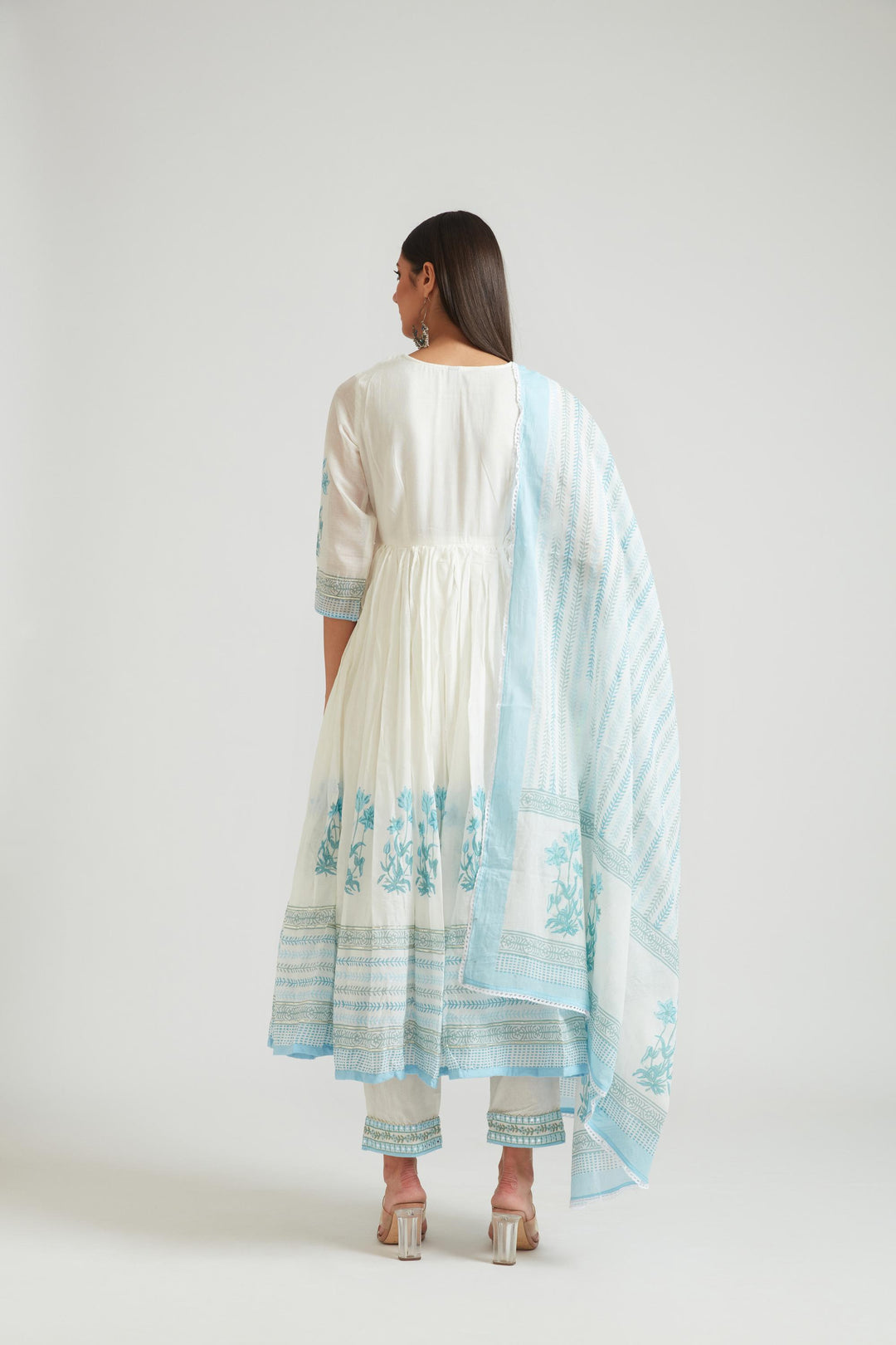 Neerus Ferozi Color Chanderi Fabric Kurta Set