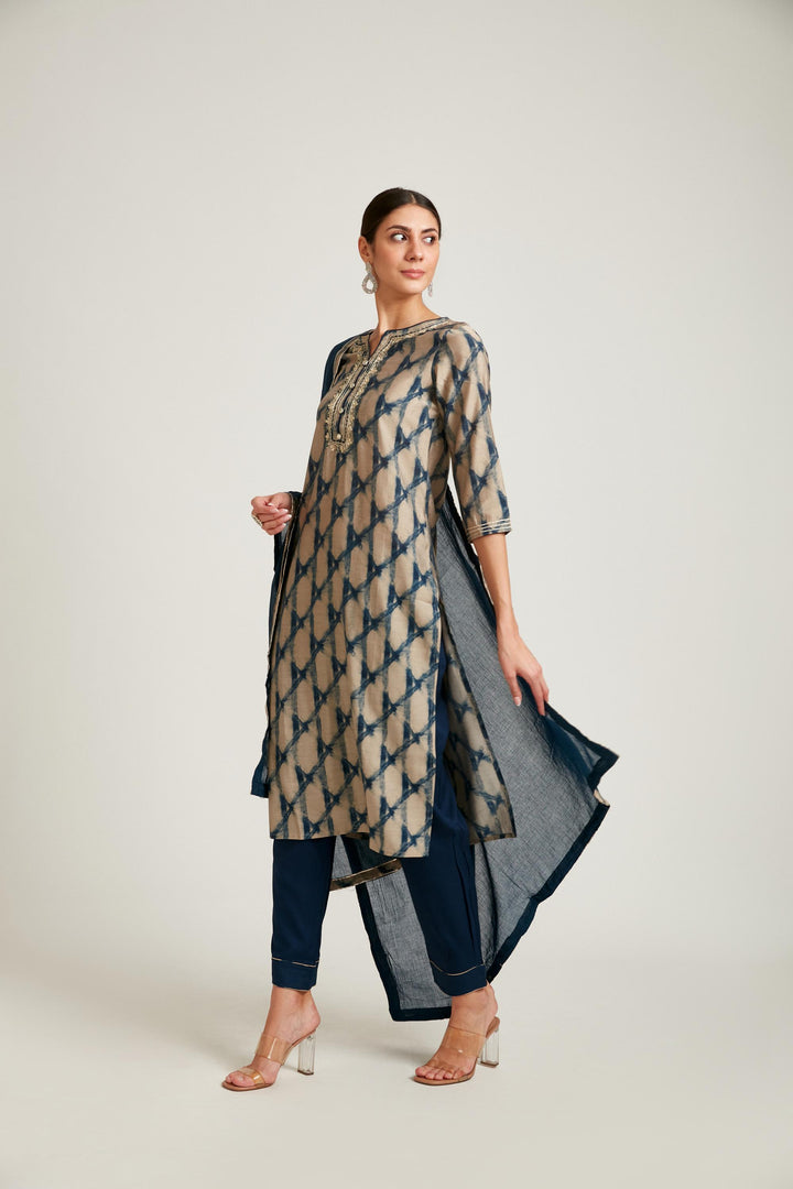 Neerus Blue Color Model Fabric Kurta Set