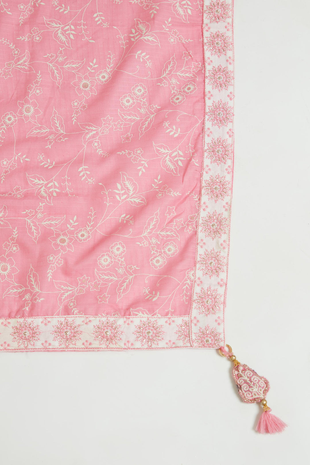 Neerus Pink cotton printed kurta set - detail view 1