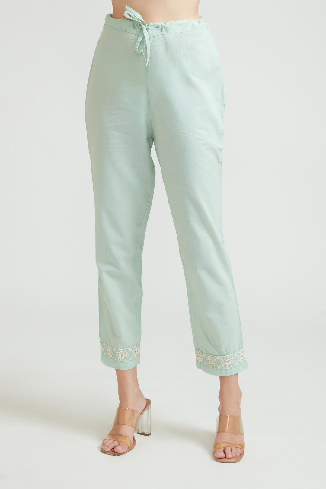 Neerus Green cotton kurta set - detail view 2