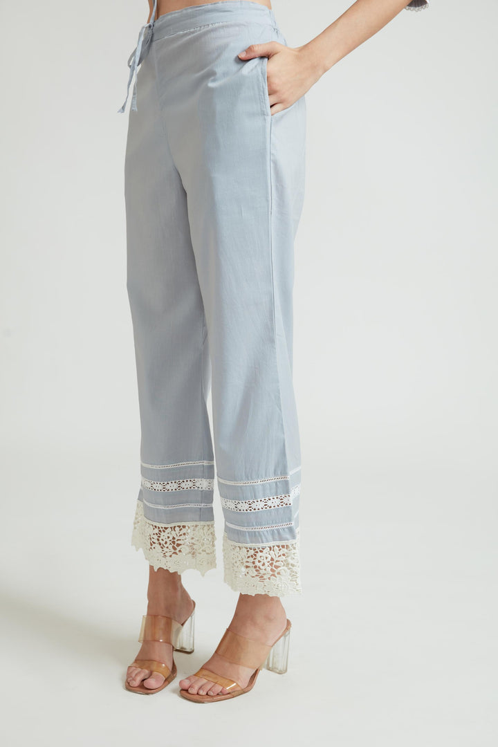 Neerus Grey Color Cotton Fabric Kurta Set