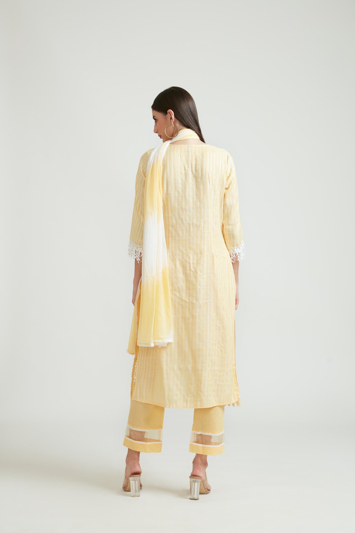 Neeru's Yellow Color Cotton Fabric Kurta Set
