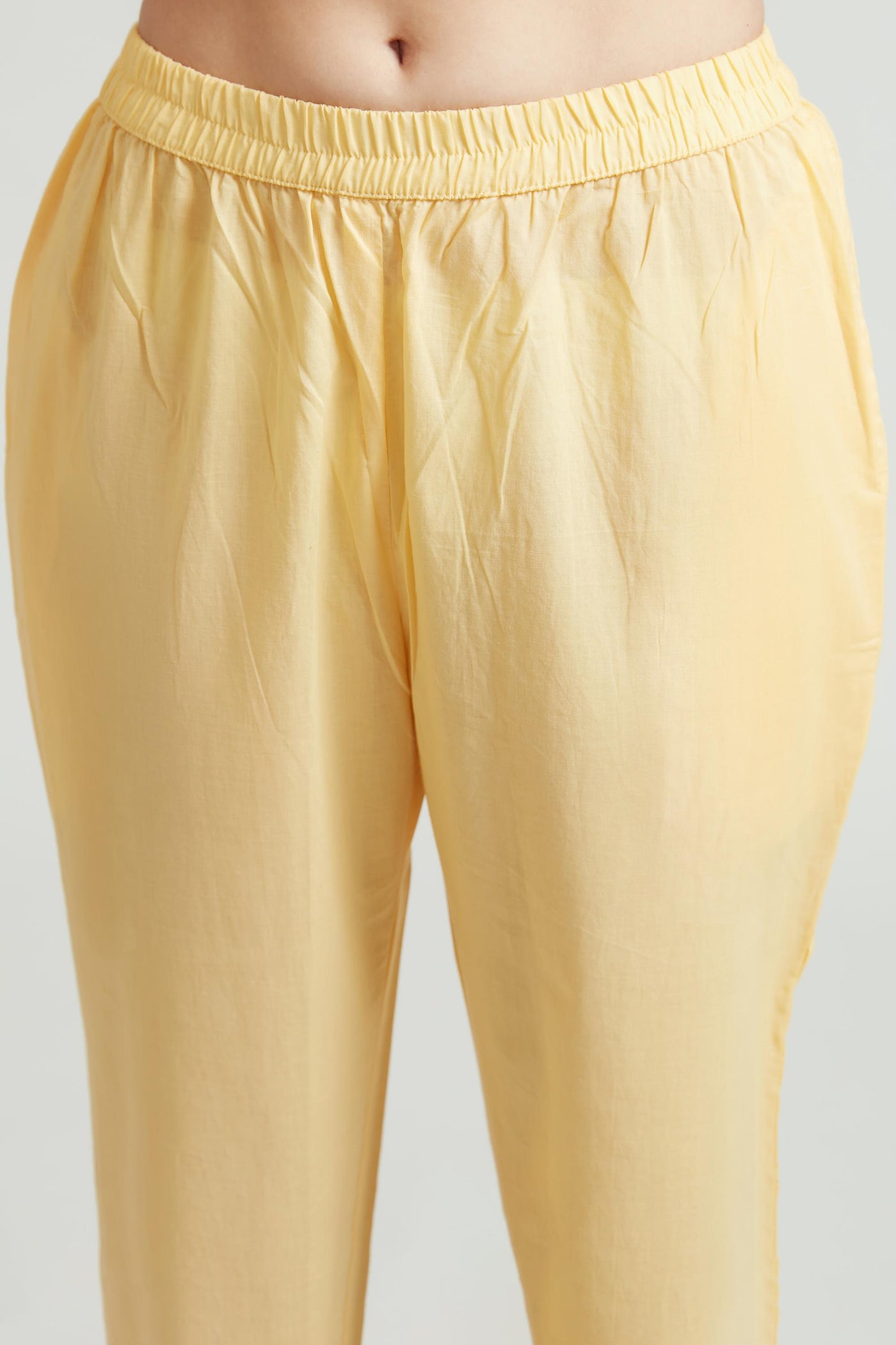 Neeru's Yellow Color Cotton Fabric Kurta Set