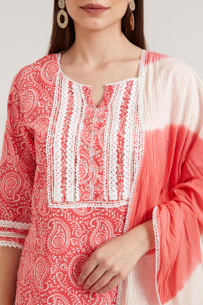 Neeru's Pink Color Cotton Fabric Suit Set