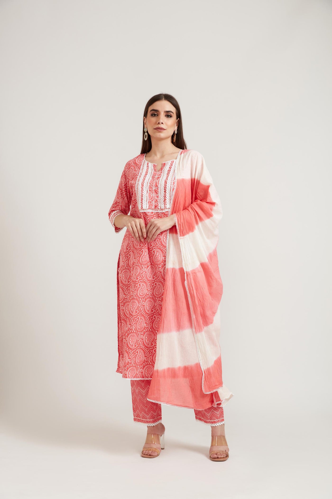 Neeru's Pink Color Cotton Fabric Suit Set