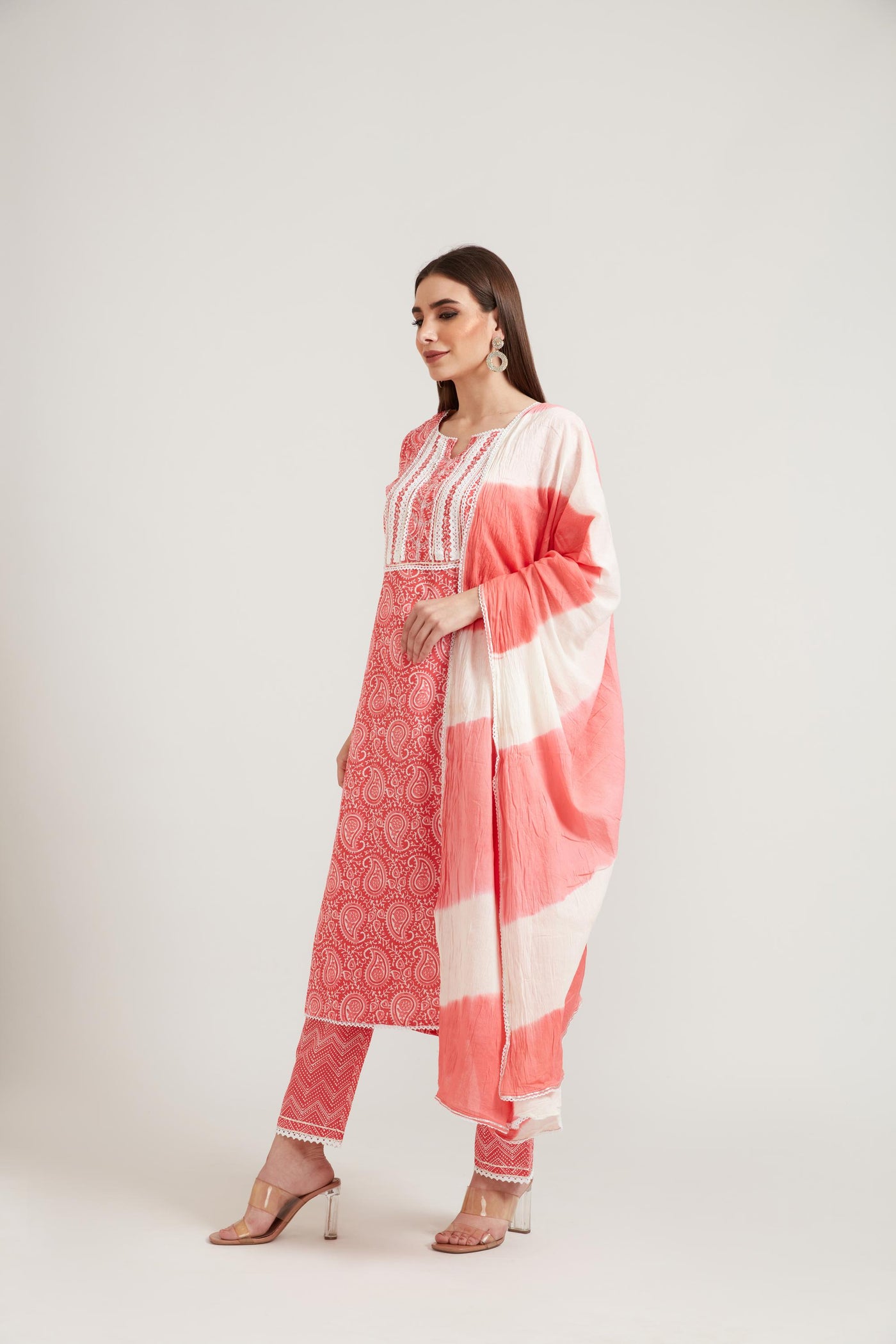 Neeru's Pink Color Cotton Fabric Suit Set