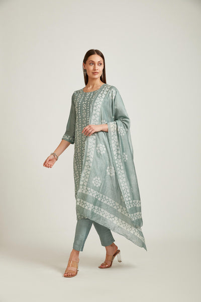 Neeru's Pista Color Chanderi Fabric Salwar Kameez