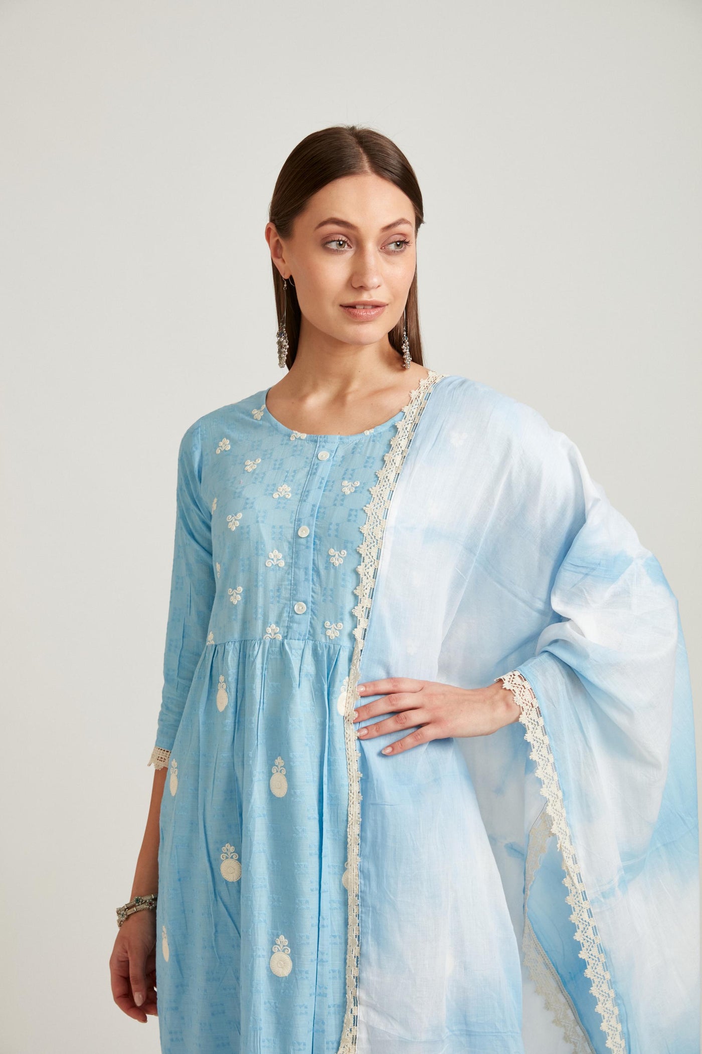 Neeru's Blue Color Cotton Fabric Salwar Kameez