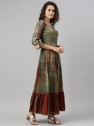 Neeru'S OLIVE color, RAYON fabric Kurta