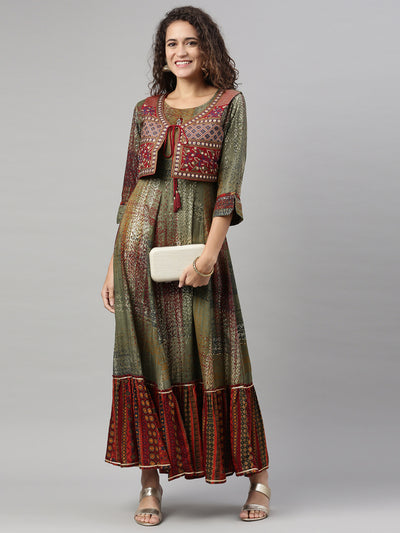 Neeru'S OLIVE color, RAYON fabric Kurta