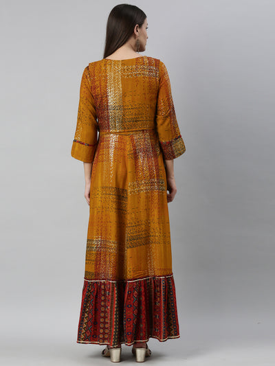 Neeru'S Mustard Color Rayon Fabric Kurta