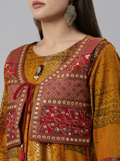 Neeru'S Mustard Color Rayon Fabric Kurta
