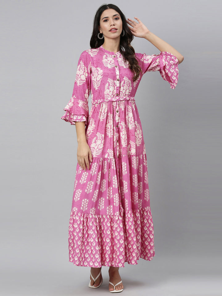 Neerus Pink shantoon printed kurti - detail view 2