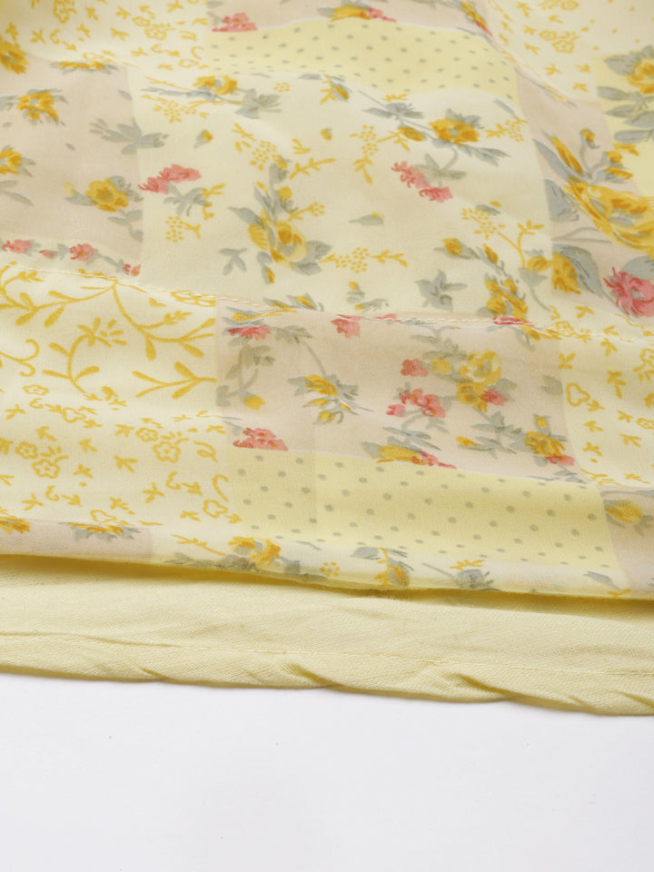 Neerus Yellow Georgette Gown - detail view 5