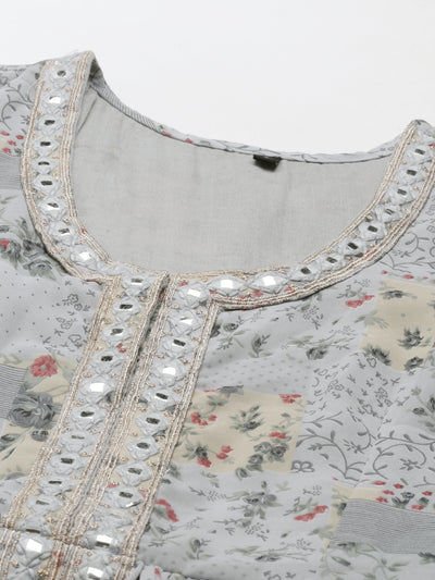 Neeru'S Grey Color Georgette Fabric Gown