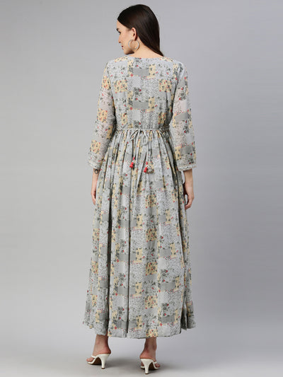 Neeru'S Grey Color Georgette Fabric Gown