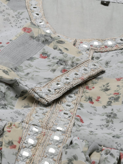 Neeru'S Grey Color Georgette Fabric Gown