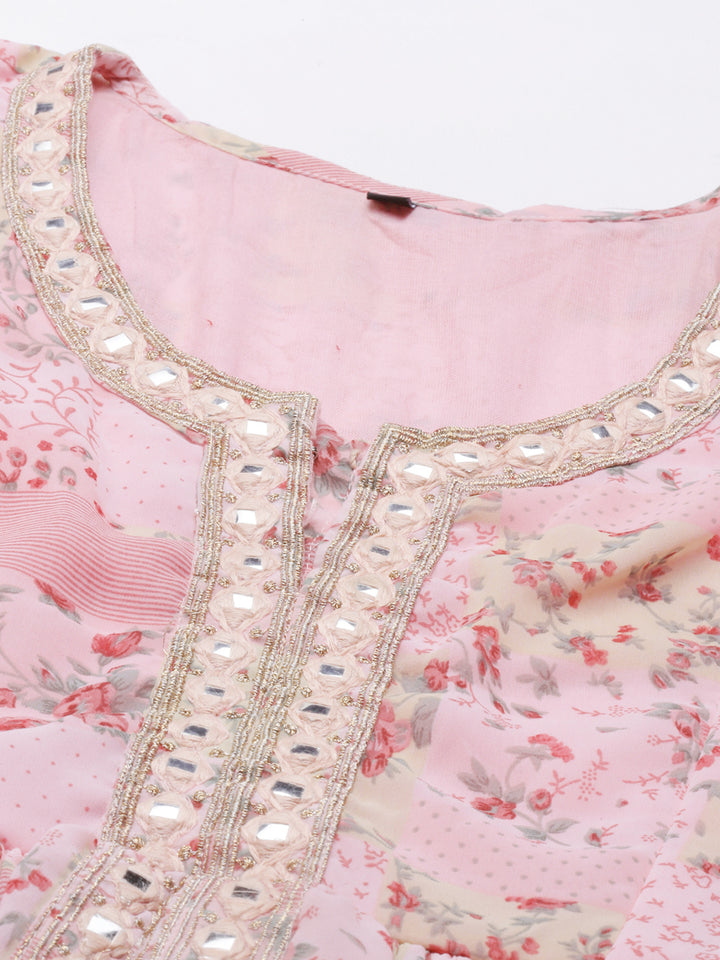 Neerus Pink Color Georgette Fabric Gown