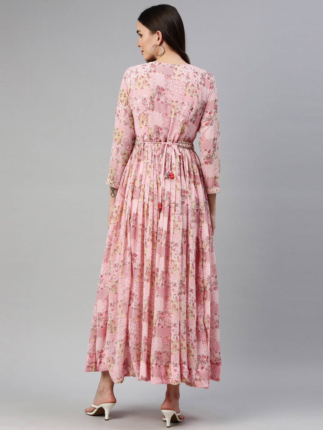 Neerus Pink Color Georgette Fabric Gown