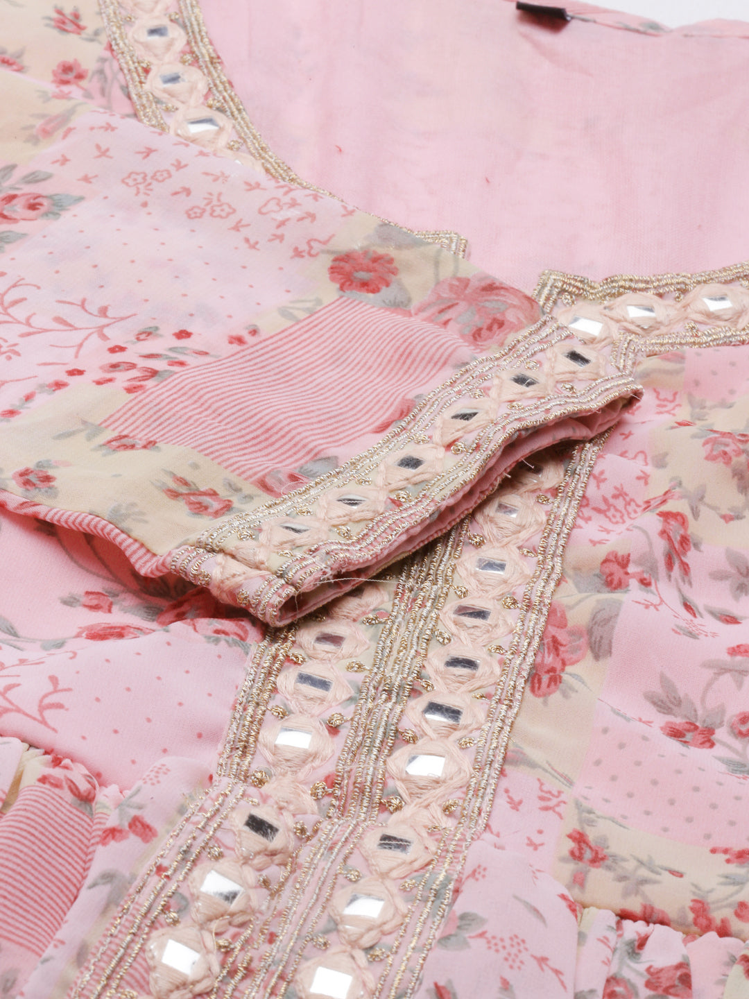 Neerus Pink Color Georgette Fabric Gown