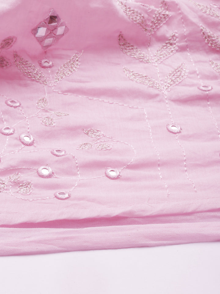 Neerus Baby Pink Color Cotton Fabric Kurta