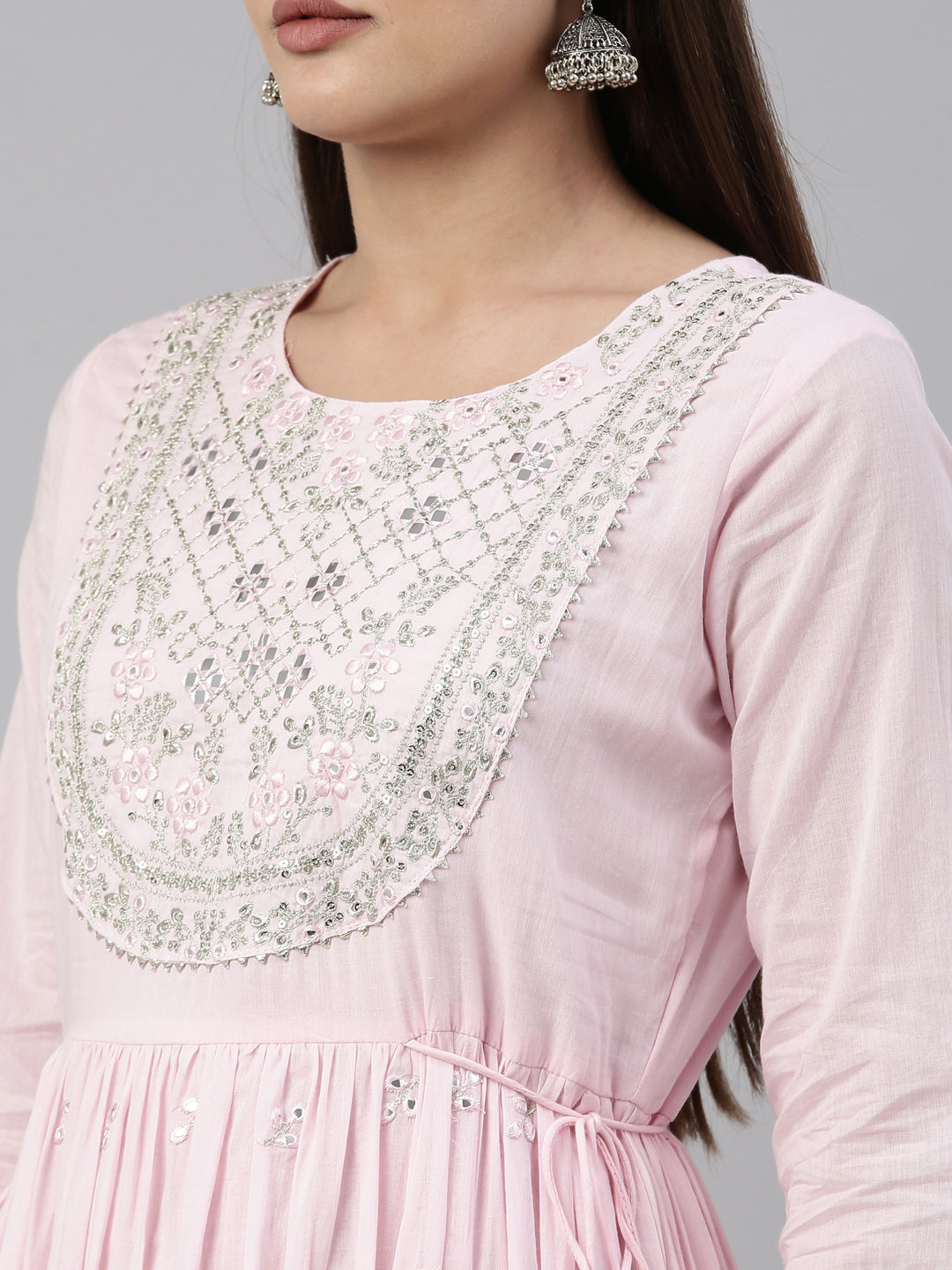 Neeru'S Baby Pink Color Cotton Fabric Kurta