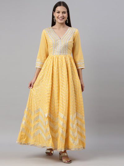 Neeru'S Yellow Color Cotton Fabric Kurta