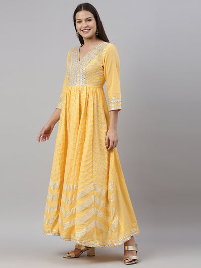 Neeru'S Yellow Color Cotton Fabric Kurta