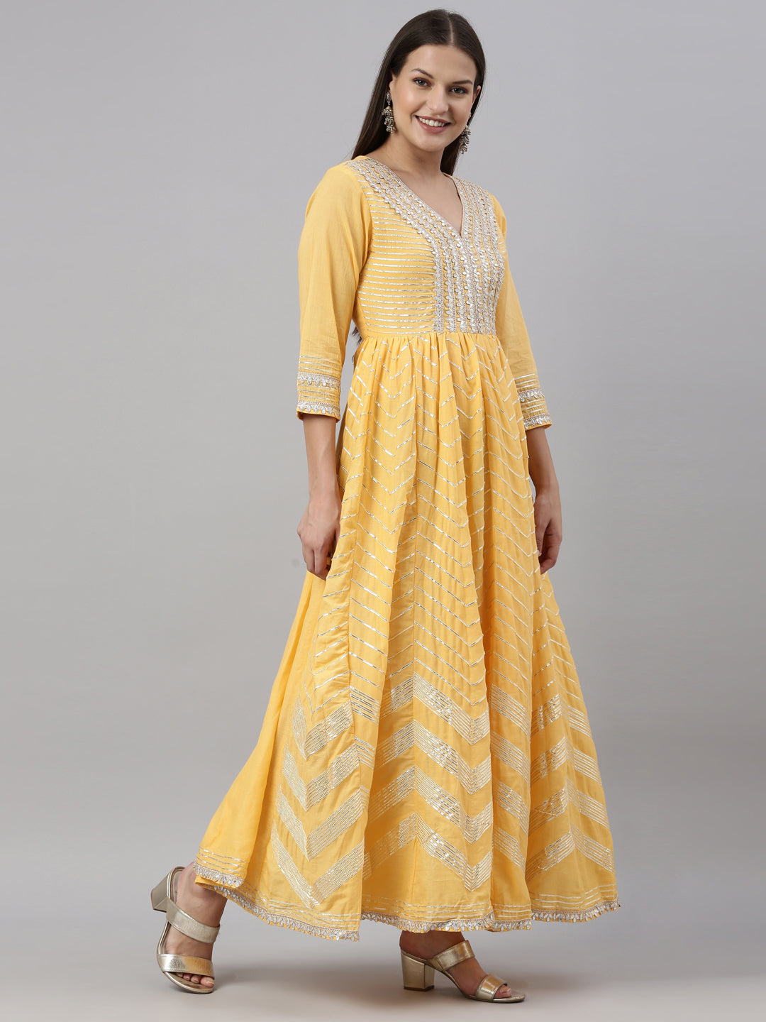 Neeru'S Yellow Color Cotton Fabric Kurta