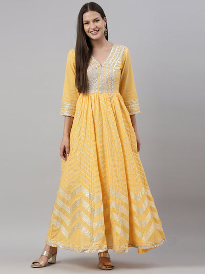 Neeru'S Yellow Color Cotton Fabric Kurta