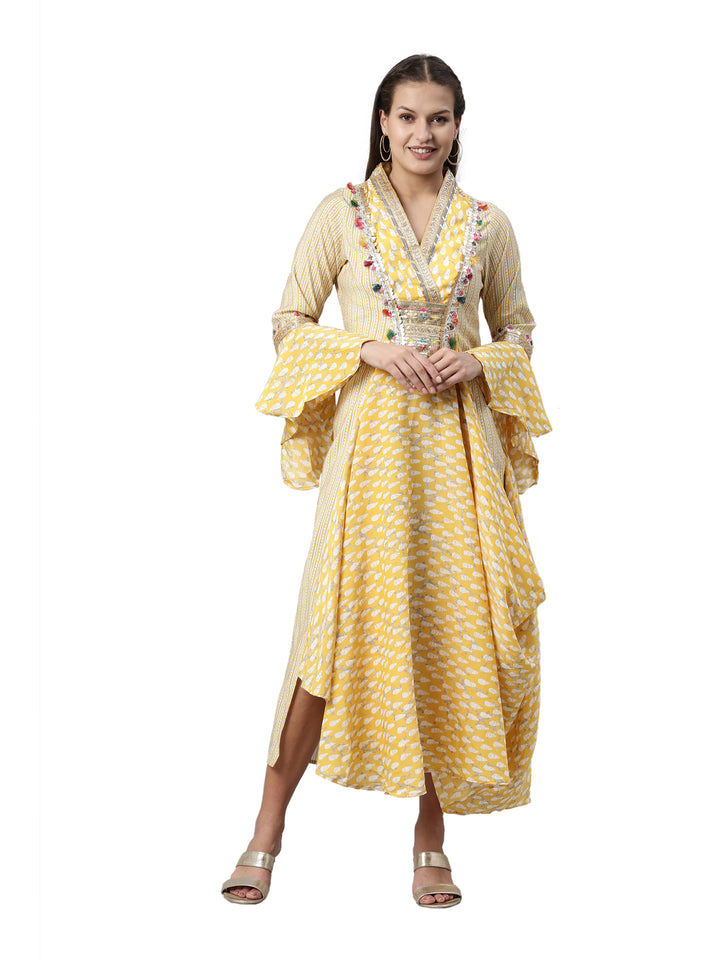 Neerus Yellow Color Santoon Fabric Kurta