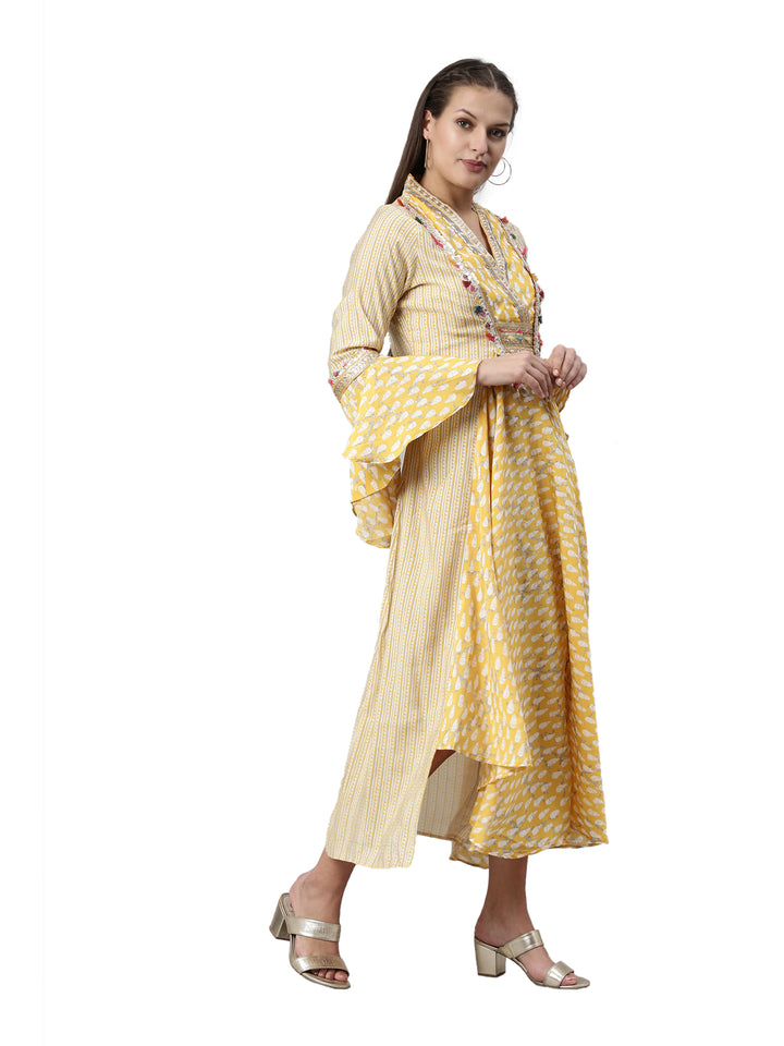 Neerus Yellow Color Santoon Fabric Kurta