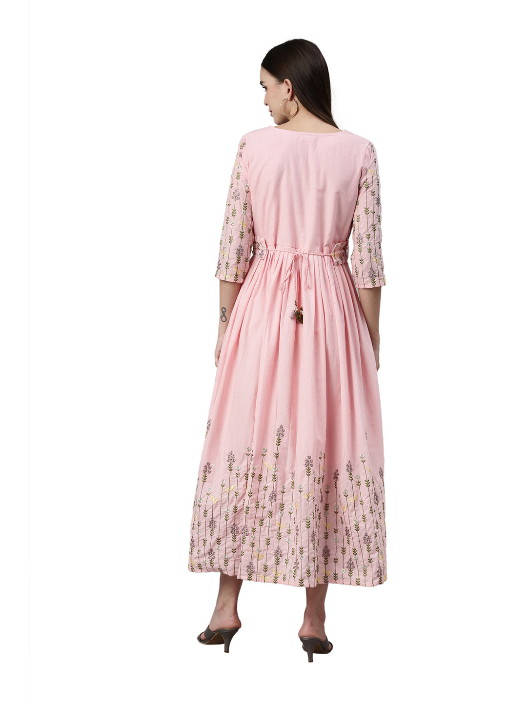 Neerus Pink Color Cotton Fabric Kurta